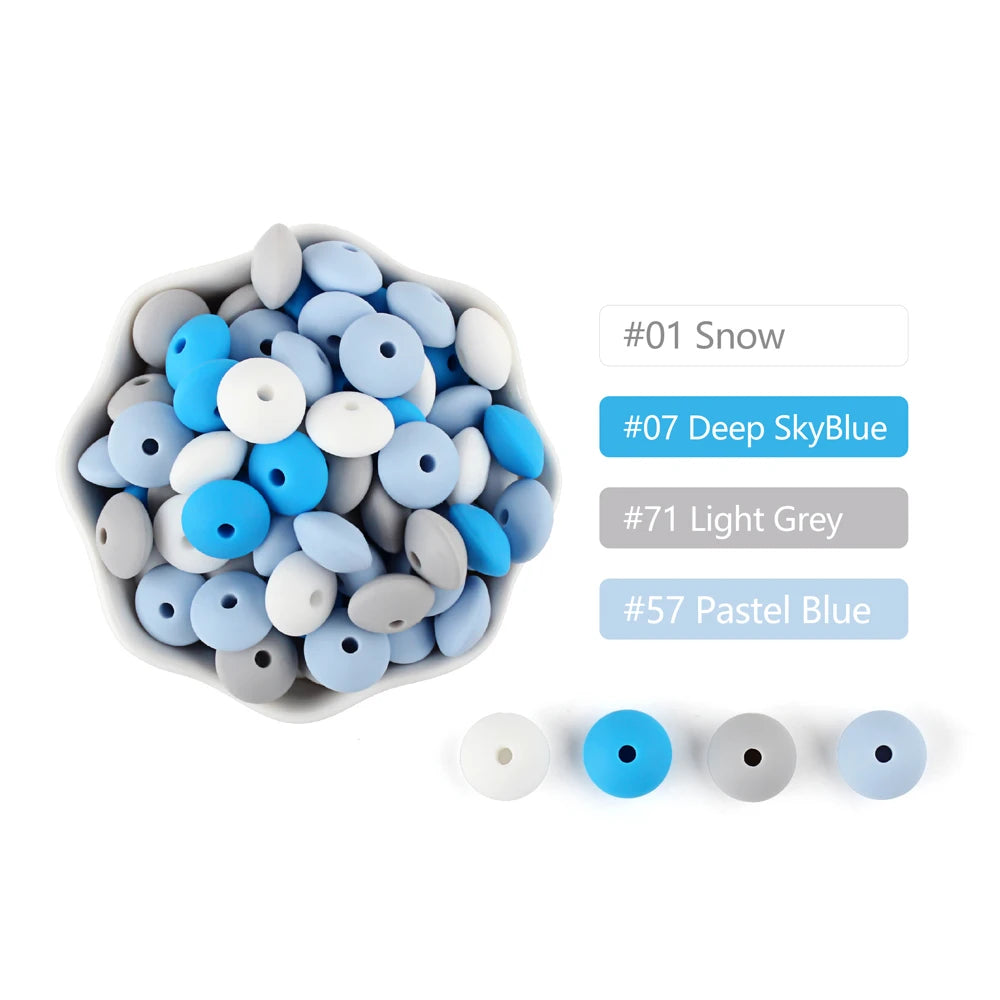 20Pcs Silicone Beads Baby 12MM Lentil Beads DIY Pacifier Clips Chain Pendant BPA Free Eco-friendly Baby Teether Toys Accessories - Bebe Kool