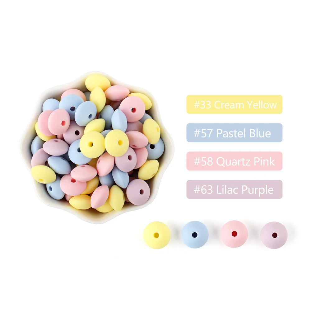 20Pcs Silicone Beads Baby 12MM Lentil Beads DIY Pacifier Clips Chain Pendant BPA Free Eco-friendly Baby Teether Toys Accessories - Bebe Kool