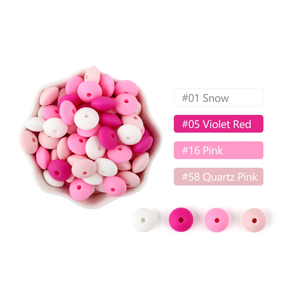 20Pcs Silicone Beads Baby 12MM Lentil Beads DIY Pacifier Clips Chain Pendant BPA Free Eco-friendly Baby Teether Toys Accessories - Bebe Kool