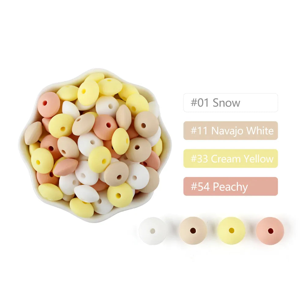 20Pcs Silicone Beads Baby 12MM Lentil Beads DIY Pacifier Clips Chain Pendant BPA Free Eco-friendly Baby Teether Toys Accessories - Bebe Kool