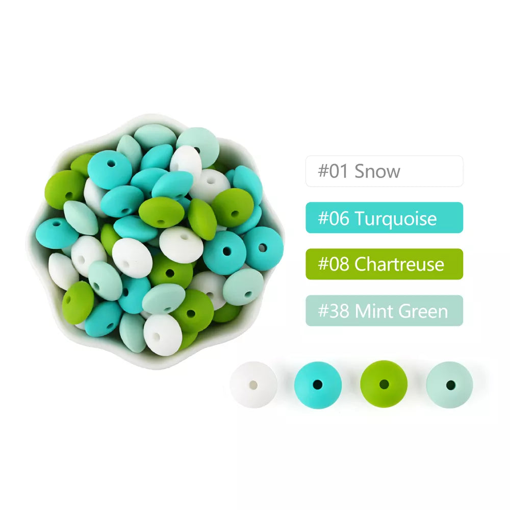 20Pcs Silicone Beads Baby 12MM Lentil Beads DIY Pacifier Clips Chain Pendant BPA Free Eco-friendly Baby Teether Toys Accessories - Bebe Kool