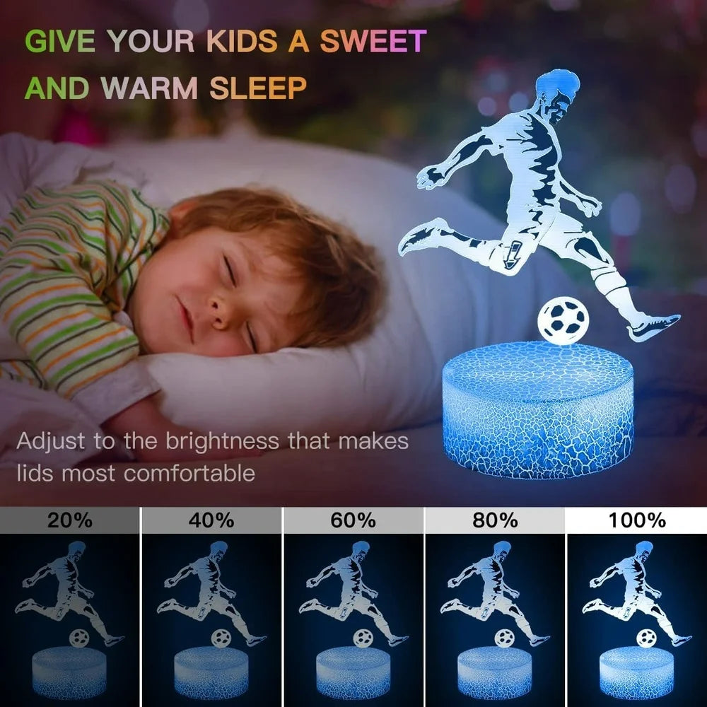 Nighdn LED Night Lights for Boys Football 3D Illusion Lamp 7 Colors Change Nightlight Bedroom Decor Birthday Christmas Gift Kids - Bebe Kool