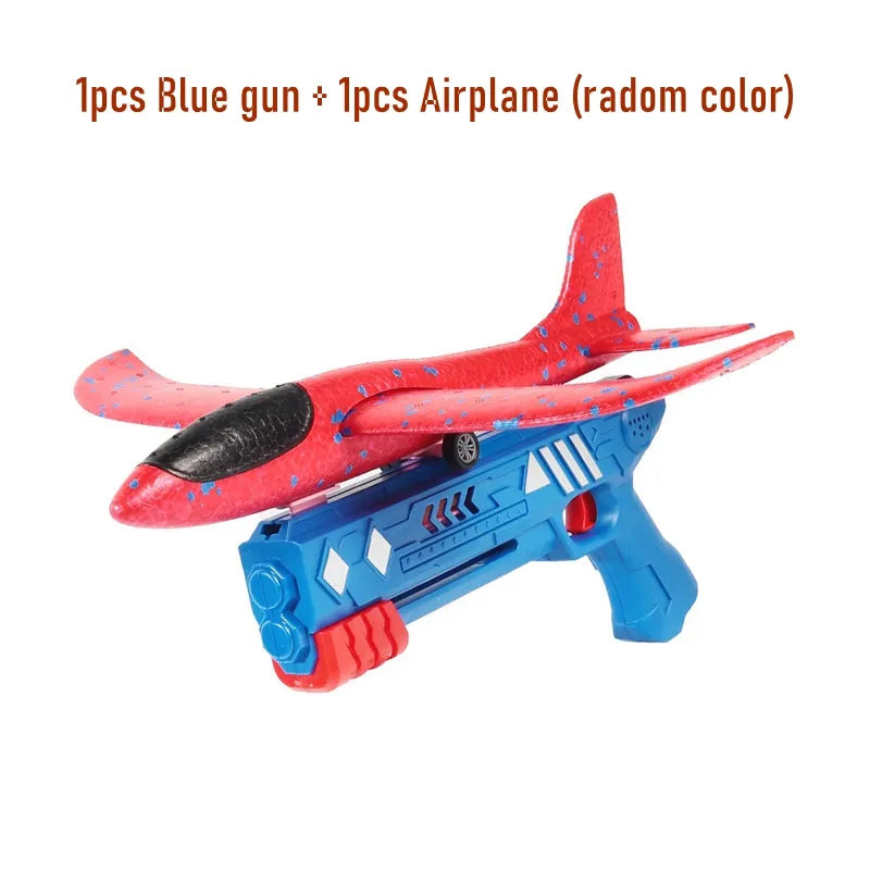 Kids Toys Catapult Plane Gun-style Launching Aircraft Gunner Throwing Aircraft Toys for Boys Birthday Christmas Gifts - Bebe Kool