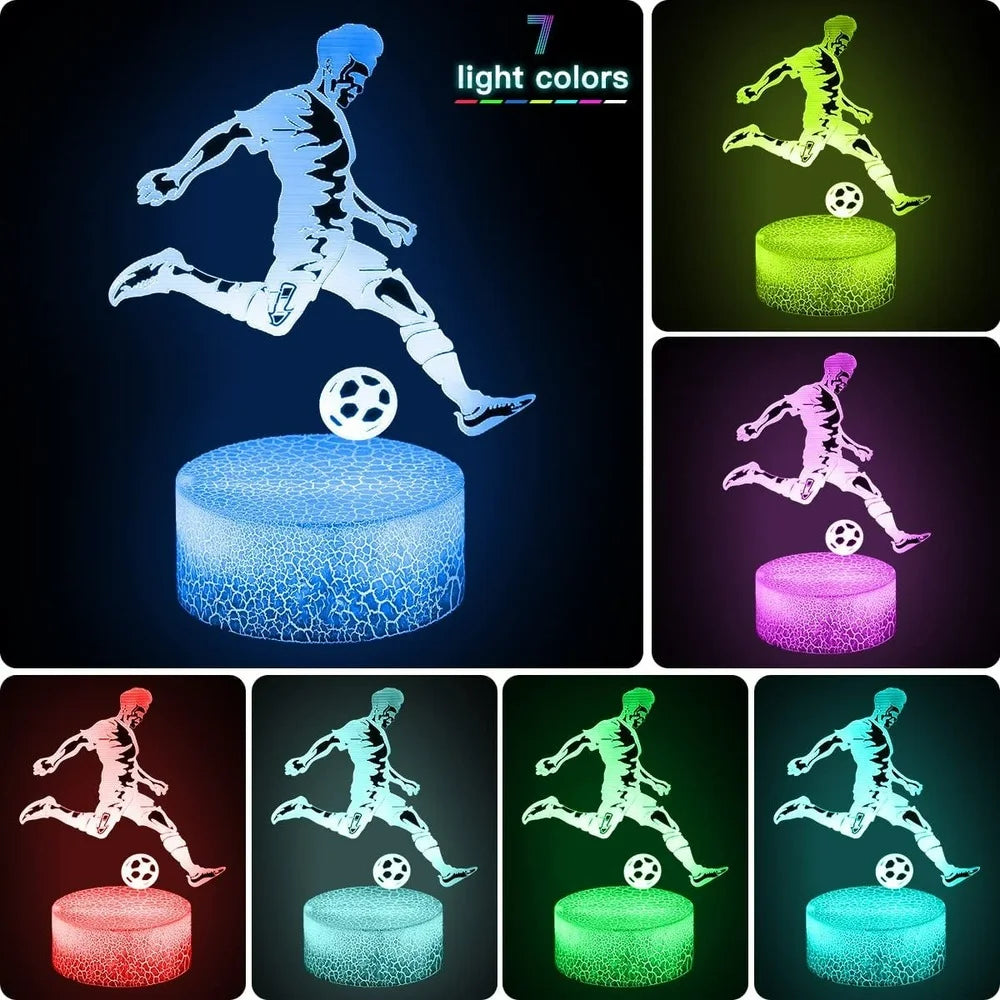 Nighdn LED Night Lights for Boys Football 3D Illusion Lamp 7 Colors Change Nightlight Bedroom Decor Birthday Christmas Gift Kids - Bebe Kool