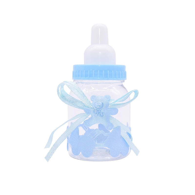 12pcs Boy Girl Plastic Feeder Bottle Cute Blue/pink Candy Box Baptism Christening Gender Reveal Baby Shower Party Gifts Supplies - Bebe Kool