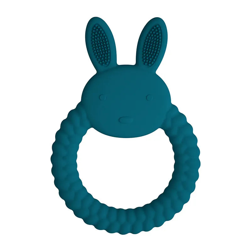 1Pcs Food Grade Baby Silicone Teether Toy Cartoon Rabbit Nursing Teething Ring BPA Free Newborn Health Molar Chewing Accessories - Bebe Kool