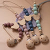 Wooden Baby Pacifier Chain Silicone Bead Dummy Nipple Holder Guard Teether Pendant  Newborn Gift Stuff Boy Toys - Bebe Kool