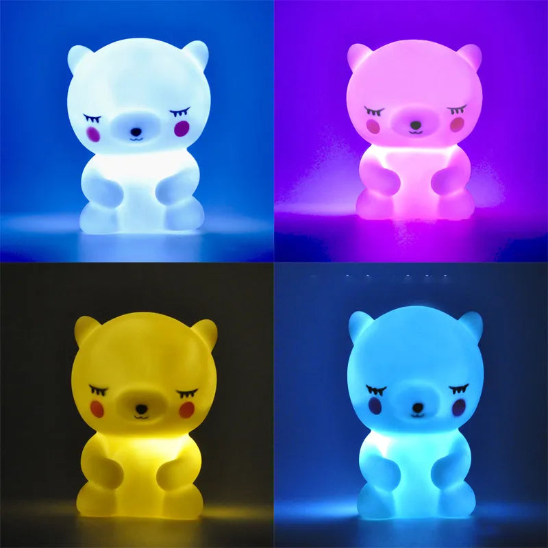 Led Night Light Cute Cartoon Animal Lamp Bear Unicorn Cloud Star Moon Nightlight for Baby Kids Room Bedside Bedroom Living Room - Bebe Kool