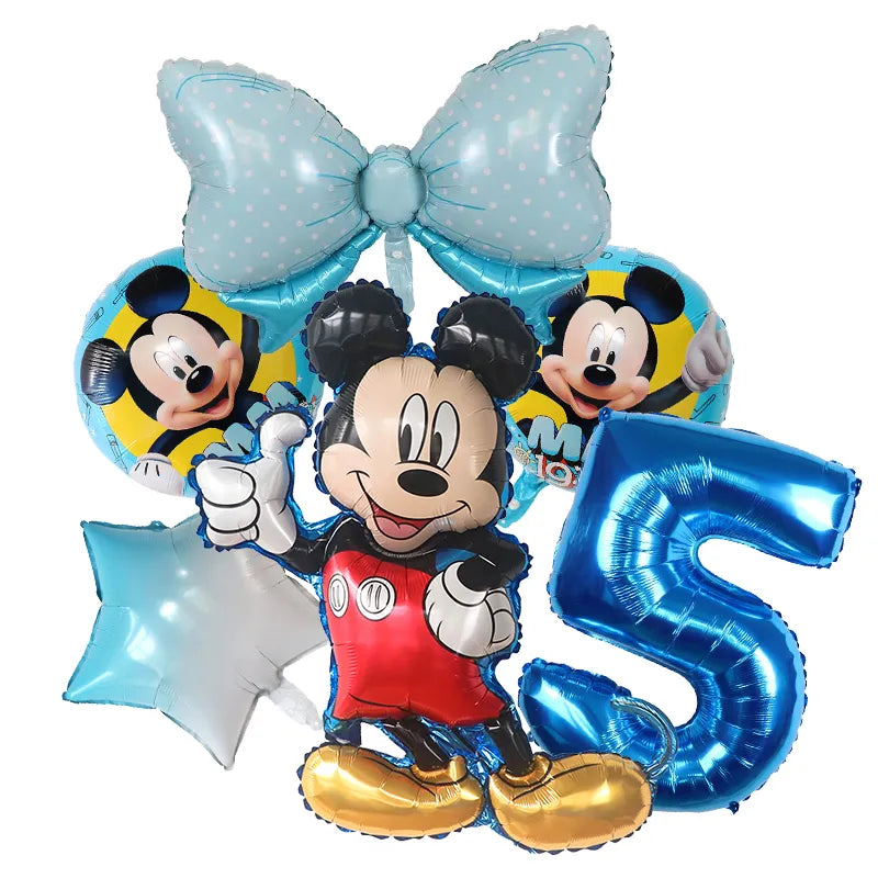 1set Disney Mickey Minnie Mouse Boys Girl Birthday Party Decor Kids Toys Ballon 1 2 3 4 5 6 7st Baby Shower Supplies Air Globos - Bebe Kool