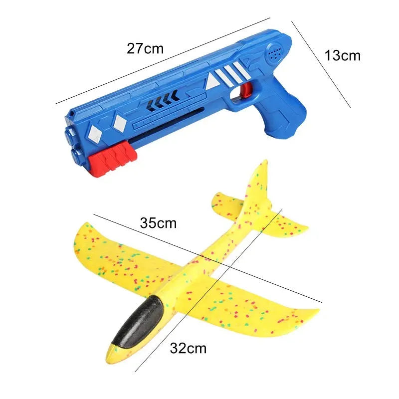 Kids Toys Catapult Plane Gun-style Launching Aircraft Gunner Throwing Aircraft Toys for Boys Birthday Christmas Gifts - Bebe Kool