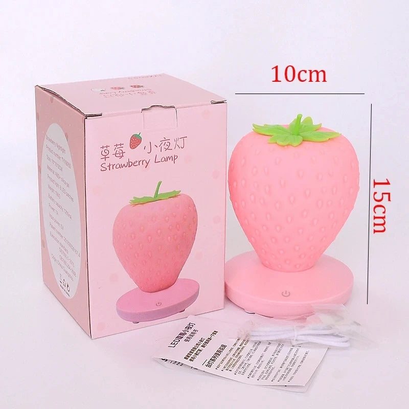 LED Kid Gift Atmosphere Lamp Night Light Strawberry Nightlight Romote USB Bedside Lamp Baby Children Bedroom Decoration - Bebe Kool