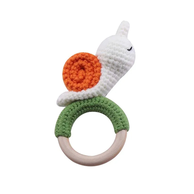 1PC Baby Ratter Toys Wooden Teether Crochet Animals BPA Free Rattle Toy Newborn Amigurumi Teether Baby Rattles Gifts For Newborn - Bebe Kool