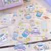 60Sheet/Box Sanrio Sticker Kawaii Hello Kitty Kuromi Cinnamoroll Melody Hand Account Material Decoration DIY Stickers Kids Toys - Bebe Kool