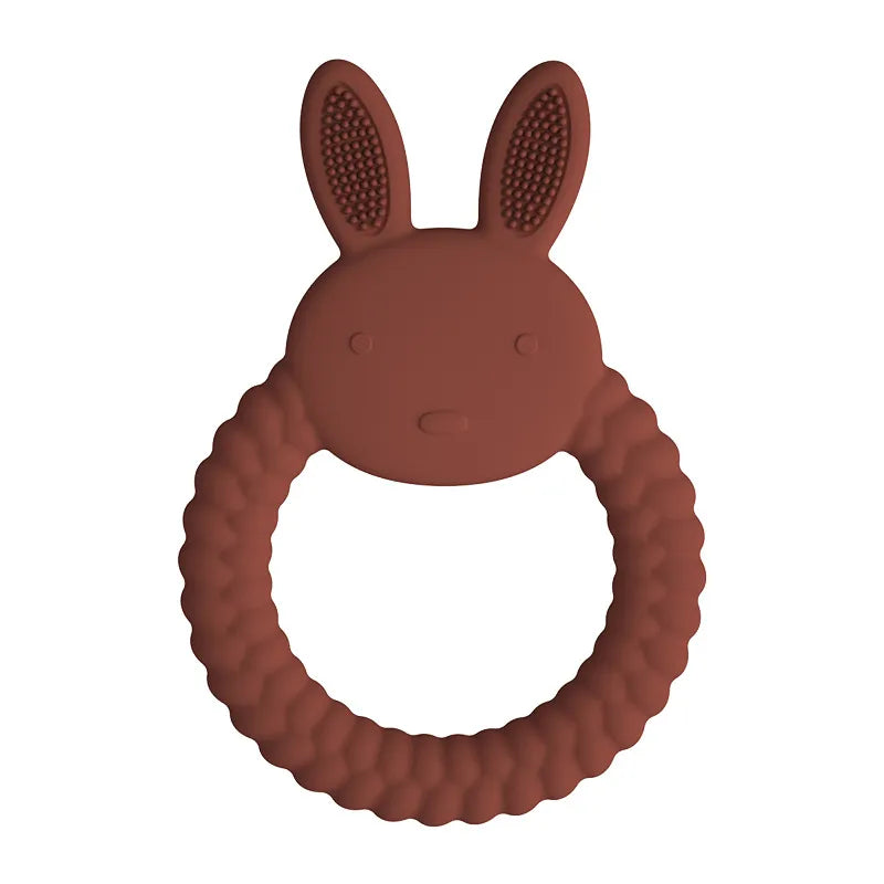 1Pcs Food Grade Baby Silicone Teether Toy Cartoon Rabbit Nursing Teething Ring BPA Free Newborn Health Molar Chewing Accessories - Bebe Kool