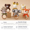 1pc Baby Teether Music Rattles for Kids Animal Crochet Rattle Elephant Giraffe Ring Wooden Babies Gym Montessori Children's Toys - Bebe Kool