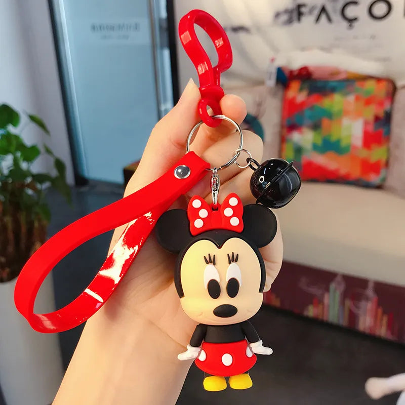 Anime Disney Keychain Cartoon Minnie Mouse Mickey Stitch Cute Doll PVC Keyring Ornament Key Chain Car Pendant Kids Toys Gifts - Bebe Kool