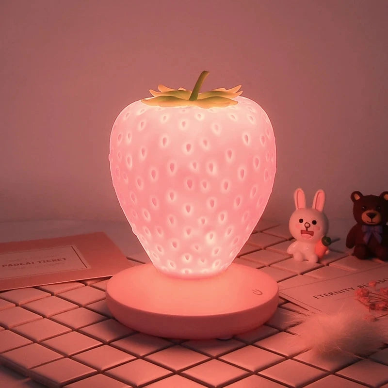 LED Kid Gift Atmosphere Lamp Night Light Strawberry Nightlight Romote USB Bedside Lamp Baby Children Bedroom Decoration - Bebe Kool