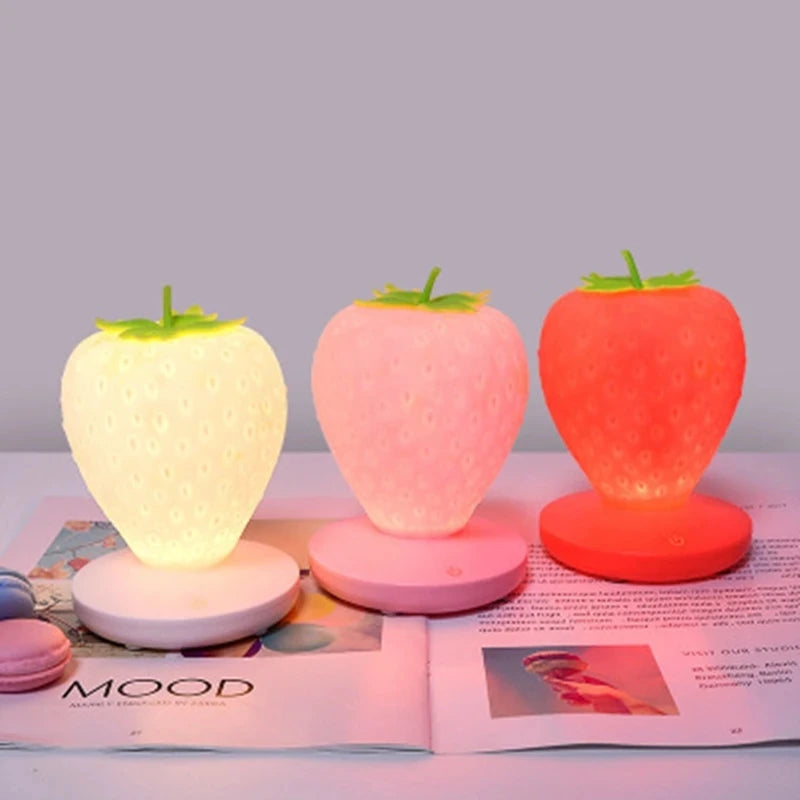 LED Kid Gift Atmosphere Lamp Night Light Strawberry Nightlight Romote USB Bedside Lamp Baby Children Bedroom Decoration - Bebe Kool