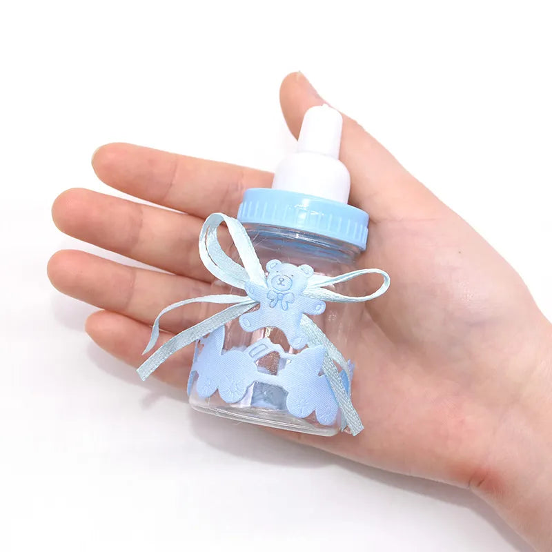 12pcs Boy Girl Plastic Feeder Bottle Cute Blue/pink Candy Box Baptism Christening Gender Reveal Baby Shower Party Gifts Supplies - Bebe Kool