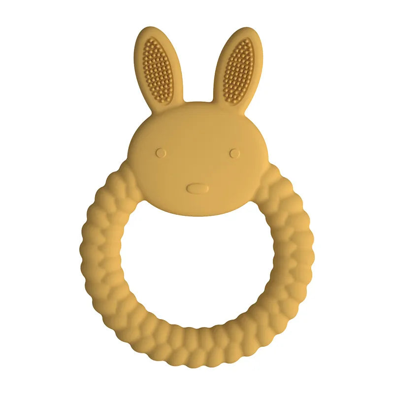 1Pcs Food Grade Baby Silicone Teether Toy Cartoon Rabbit Nursing Teething Ring BPA Free Newborn Health Molar Chewing Accessories - Bebe Kool