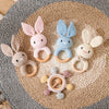 1pc Baby Teether Music Rattles for Kids Animal Crochet Rattle Elephant Giraffe Ring Wooden Babies Gym Montessori Children's Toys - Bebe Kool