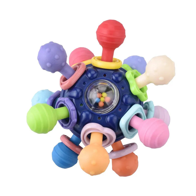 Baby Toys 0 12 Months Rotating Rattle Ball Grasping Activity Baby Development Toy Silicone Teether Baby Sensory Toys for Babies - Bebe Kool