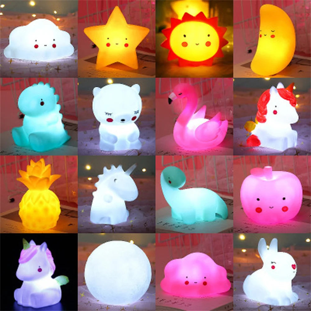 Led Night Light Cute Cartoon Animal Lamp Bear Unicorn Cloud Star Moon Nightlight for Baby Kids Room Bedside Bedroom Living Room - Bebe Kool