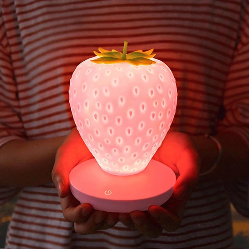 LED Kid Gift Atmosphere Lamp Night Light Strawberry Nightlight Romote USB Bedside Lamp Baby Children Bedroom Decoration - Bebe Kool