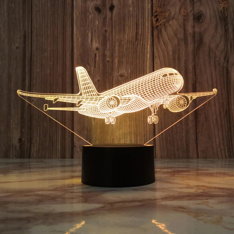 Airplane 3d Night Light Usb Plug-in Touch Table Lamp Decoration Bedside Nightlight Child Birthday Christmas Gifts for Kids Boys - Bebe Kool