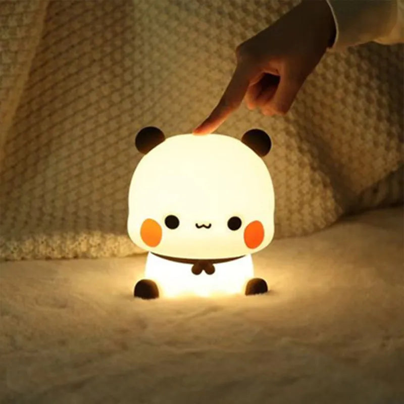 Bear Panda Led Night Light Lamp Bubu And Dudu Cute Animal Cartoon Nightlight for Kids Bedside Bedroom Living Room Decorative - Bebe Kool