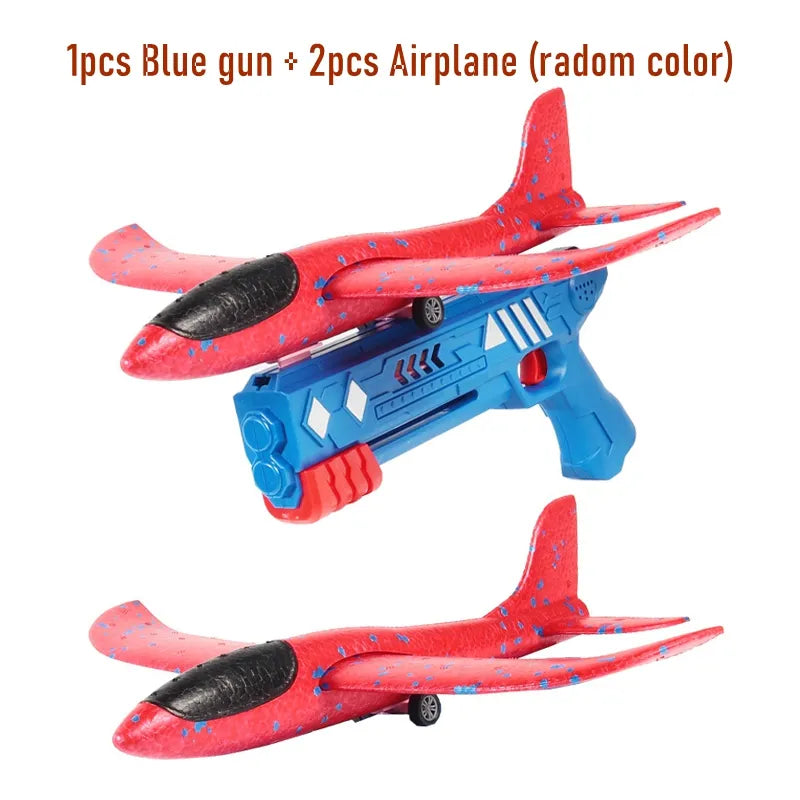 Kids Toys Catapult Plane Gun-style Launching Aircraft Gunner Throwing Aircraft Toys for Boys Birthday Christmas Gifts - Bebe Kool