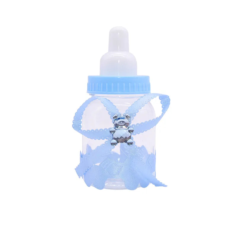 12pcs Boy Girl Plastic Feeder Bottle Cute Blue/pink Candy Box Baptism Christening Gender Reveal Baby Shower Party Gifts Supplies - Bebe Kool