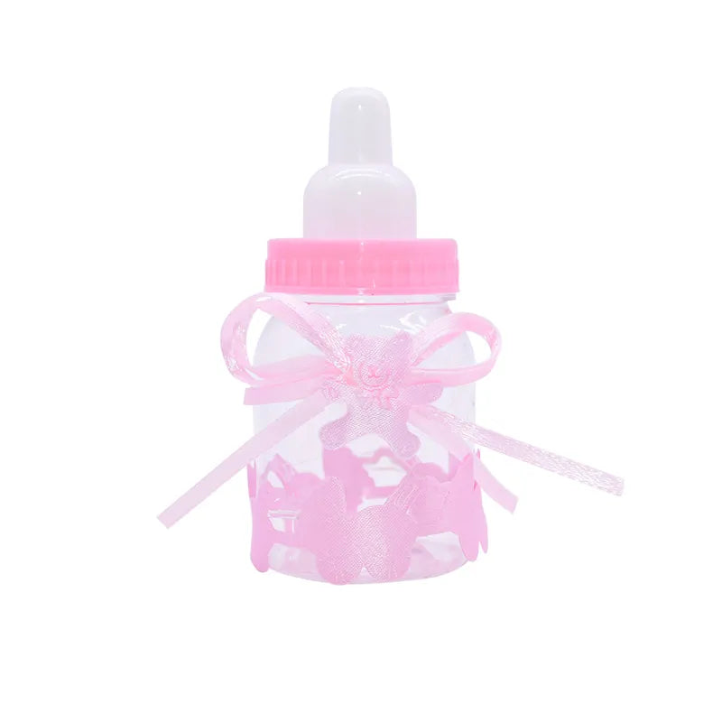 12pcs Boy Girl Plastic Feeder Bottle Cute Blue/pink Candy Box Baptism Christening Gender Reveal Baby Shower Party Gifts Supplies - Bebe Kool