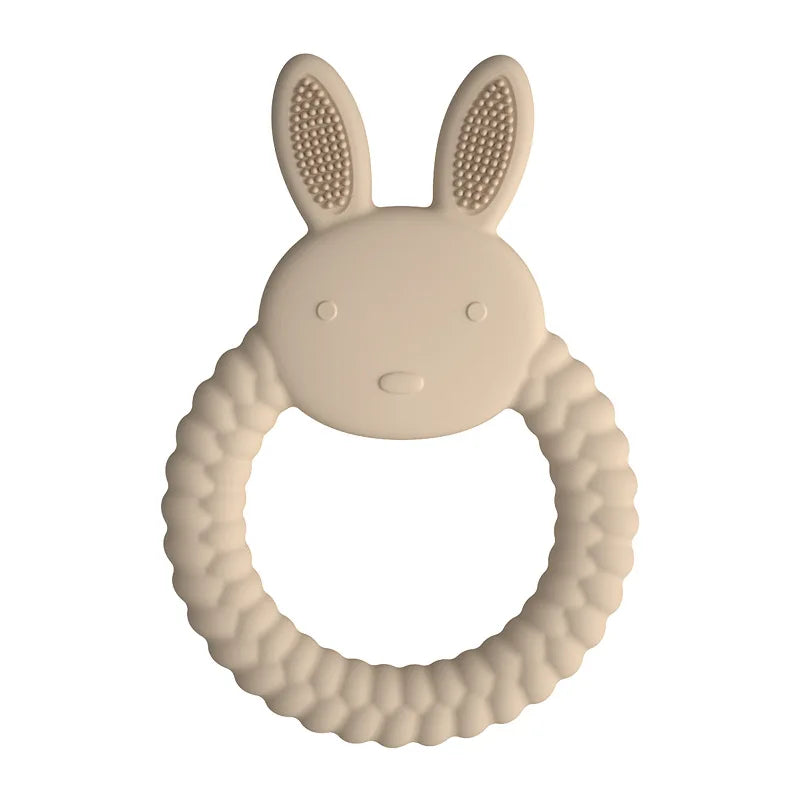 1Pcs Food Grade Baby Silicone Teether Toy Cartoon Rabbit Nursing Teething Ring BPA Free Newborn Health Molar Chewing Accessories - Bebe Kool