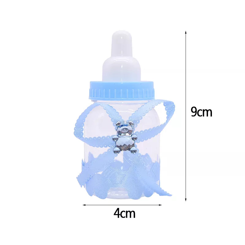 12pcs Boy Girl Plastic Feeder Bottle Cute Blue/pink Candy Box Baptism Christening Gender Reveal Baby Shower Party Gifts Supplies - Bebe Kool