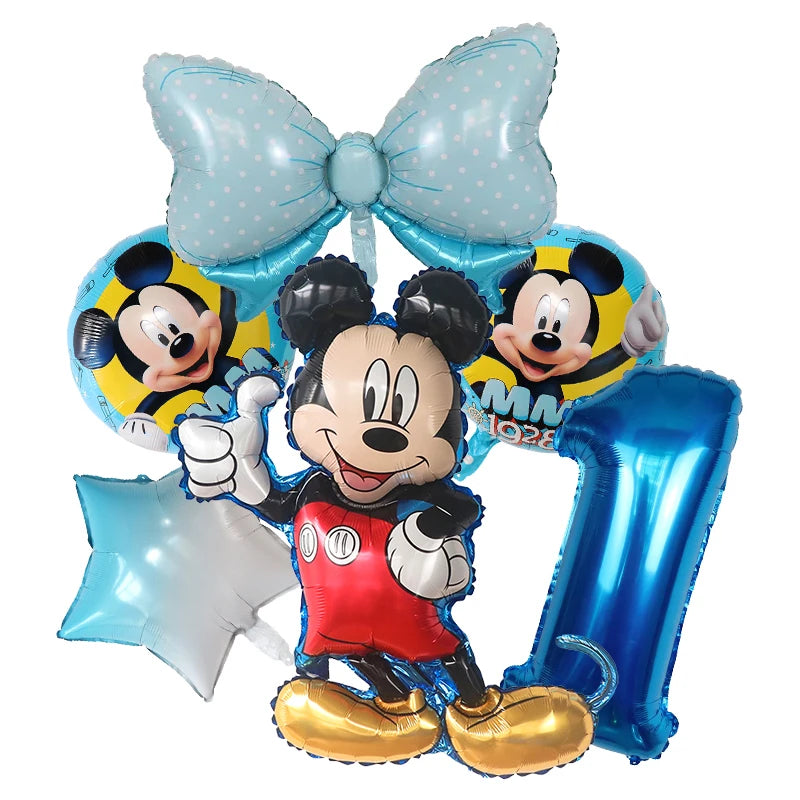 1set Disney Mickey Minnie Mouse Boys Girl Birthday Party Decor Kids Toys Ballon 1 2 3 4 5 6 7st Baby Shower Supplies Air Globos - Bebe Kool