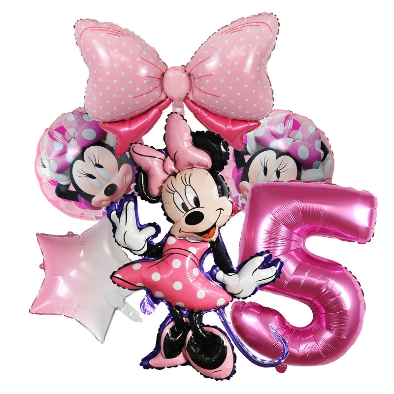 1set Disney Mickey Minnie Mouse Boys Girl Birthday Party Decor Kids Toys Ballon 1 2 3 4 5 6 7st Baby Shower Supplies Air Globos - Bebe Kool