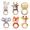 1pc Baby Teether Music Rattles for Kids Animal Crochet Rattle Elephant Giraffe Ring Wooden Babies Gym Montessori Children's Toys - Bebe Kool