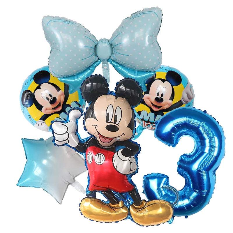 1set Disney Mickey Minnie Mouse Boys Girl Birthday Party Decor Kids Toys Ballon 1 2 3 4 5 6 7st Baby Shower Supplies Air Globos - Bebe Kool