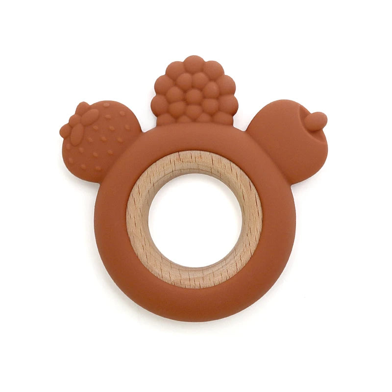 Let's Make 1PC Silicone Teether Baby Rudder Shape Wooden Teether Ring Kid Gift BPA Free Silicone Children Goods Kid Teething Toy - Bebe Kool