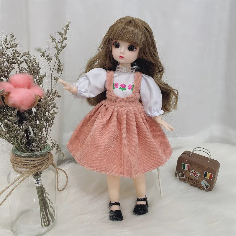 30cm Bjd Doll 12 Moveable Joints 1/6 Girl's Dress 3D Brown Eyes Toy with Clothes Shoes Kids Toys for Girl Children Gift - Bebe Kool