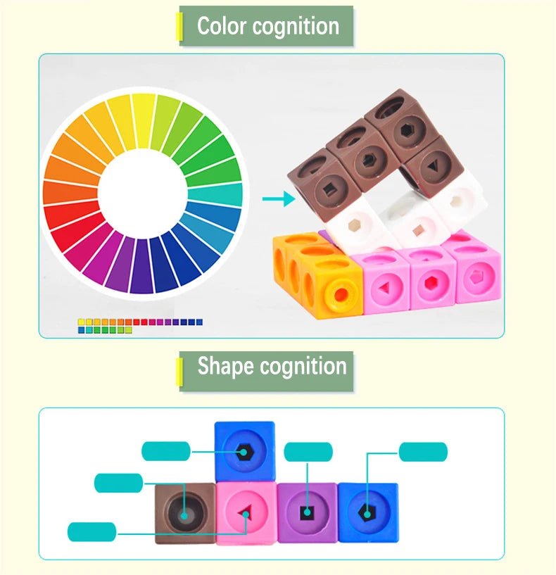 100pcs Linking Cubes Counting Set DIY Number Blocks Patching Snap Blocks Teaching Mathematics Toys Math Educational for Kids - Bebe Kool