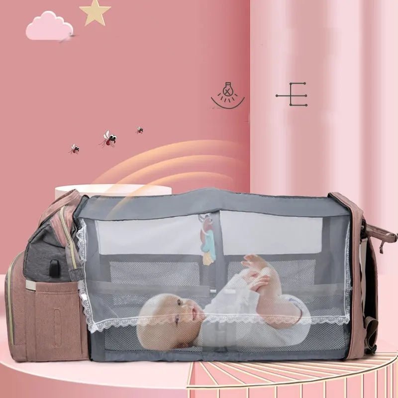 Baby Bed Foldable Diaper Bag: Multi-function, Large Capacity, Waterproof, Outdoor Mummy Ba - Bebe Kool