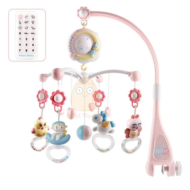 0-12 Months Crib Mobile: Musical Box, Soft Toys, Educational for Newborn Girl" - Bebe Kool