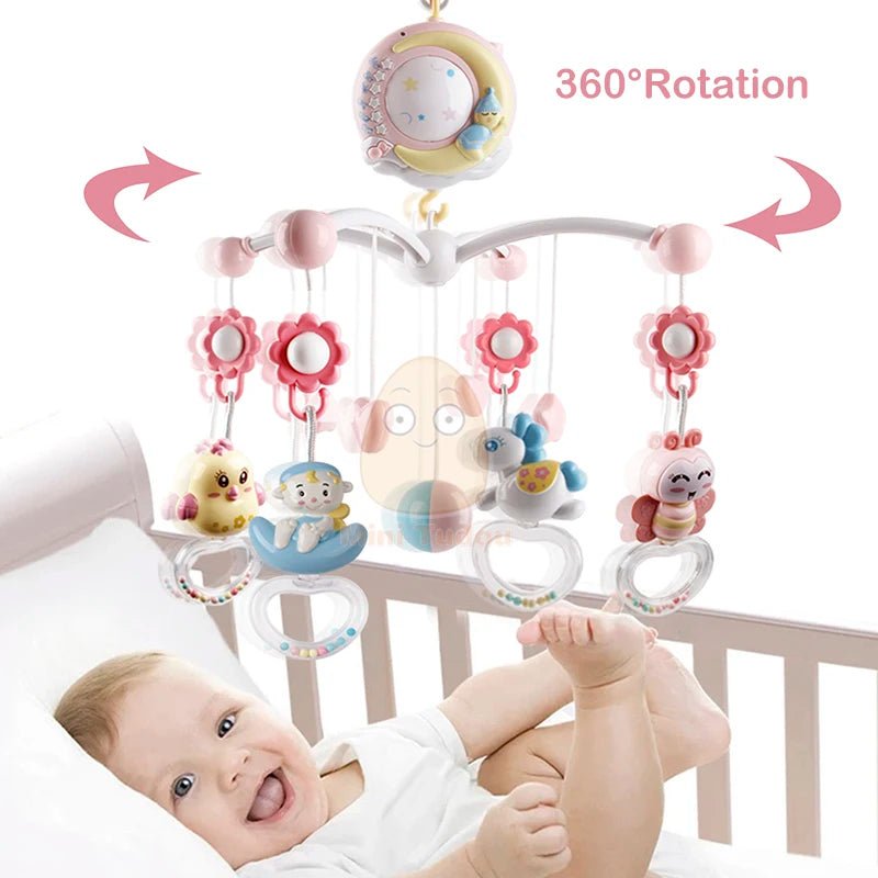 0-12 Months Crib Mobile: Musical Box, Soft Toys, Educational for Newborn Girl" - Bebe Kool