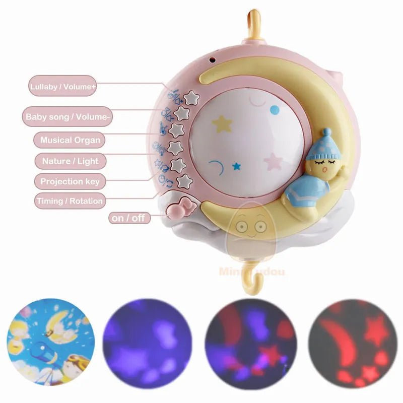 0-12 Months Crib Mobile: Musical Box, Soft Toys, Educational for Newborn Girl" - Bebe Kool