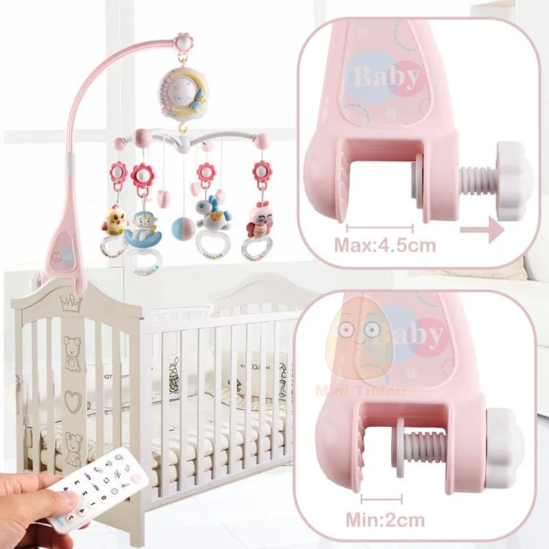 0-12 Months Crib Mobile: Musical Box, Soft Toys, Educational for Newborn Girl" - Bebe Kool