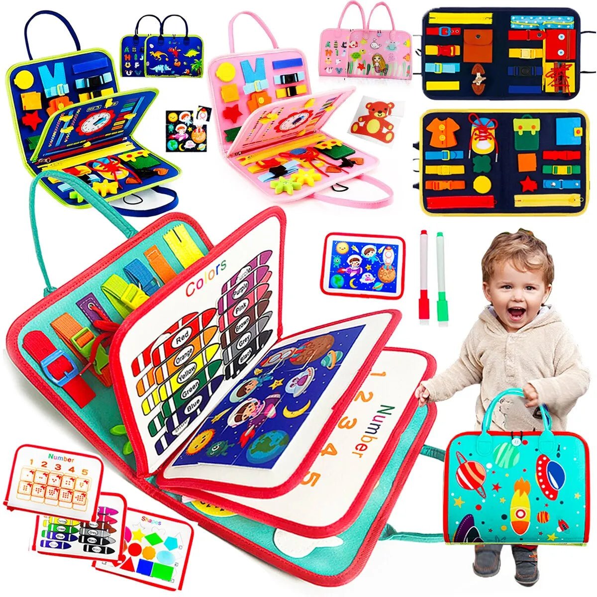 Busy Board Montessori Toys for Toddlers Sensory Toy Preschool Learning Educational Travel Activities For Boys Fine Motor Skills - Bebe Kool