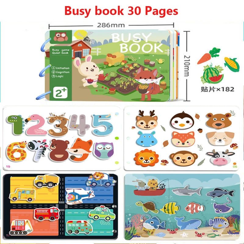 Children Busy Book Montessori For Toddler 1 2 3 Years Baby Books Animals Numbers Matching Puzzles Kids Learning Educational Toy - Bebe Kool