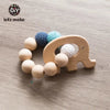 Let's Make Wood Teether Baby Bed Hanging Rattles Toy Make Noise Bird Elephant Shape Crochet Beads Bracelet Pram Clip Baby Rattle - Bebe Kool